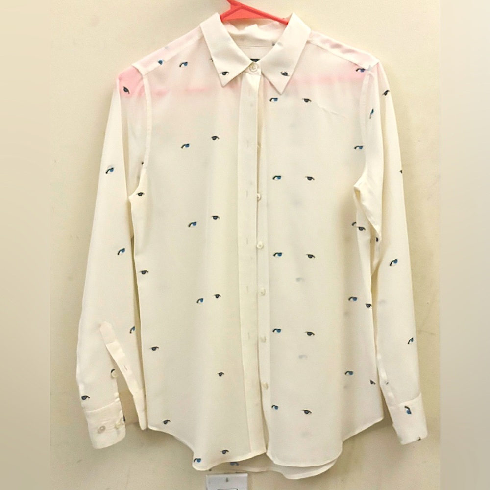 Equipment Kate Moss 100% Silk David Bowie Eyes Botton-Down EXCELLENT CONDITION